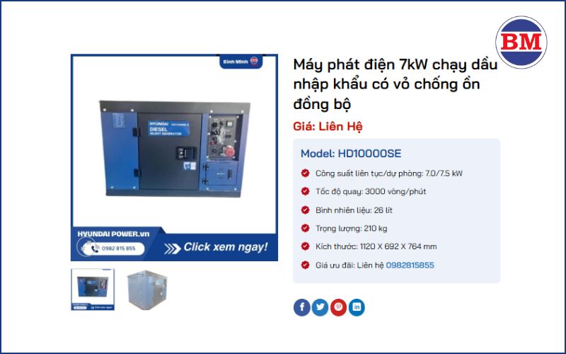 Máy Phát điện 7kw Chạy được Các Thiết Bị Gì Cho Gia đình