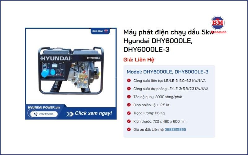 Hyundai Dhy6000le – Đề Nổ, Hoạt Động Êm Ái