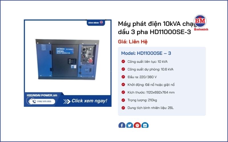 Máy Phát Điện 10kva Chạy Dầu 3 Pha Hd11000se 3 (1)